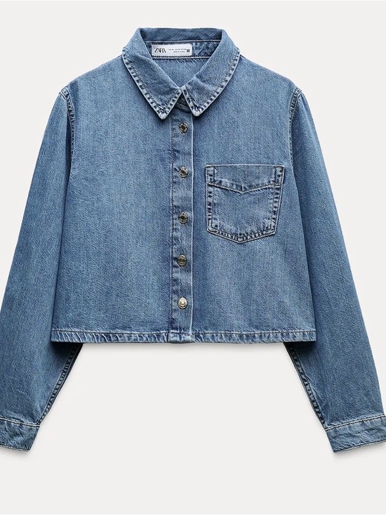 Zara Tops - Zara Light Blue Cropped Denim Jacket
